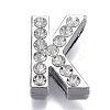 Alloy Letter Slide Charms RB-F034-01K-P-RS-1