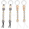 4Pcs 2 Colors Wood and Plastic Beads Keychain Decorationes AJEW-SP0001-40-1