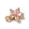 Brass Cubic Zirconia Flower Charms KK-O141-01G-02-3