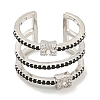 Rectangle Rack Plating Brass Micro Pave Cubic Zirconia Wide Cuff Rings for Women RJEW-F162-15P-2