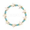 Synthetic Turquoise & Brass Beads Stretch Bracelets for Women Men BJEW-JB13877-03-3