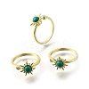 Brass Pave Cubic Zirconia Open Cuff Rings for Women RJEW-U056-01G-4