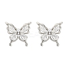 Butterfly Brass Micro Pave Cubic Zirconia Stud Earrings EJEW-M082-17P-02-2