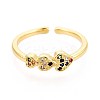 Brass Micro Pave Cubic Zirconia Cuff Rings for Women KK-T071-61G-2