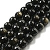 Natural Golden Sheen Obsidian Beads Strands G-E571-A01-02-1