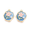 Rack Plating Alloy Enamel and ABS Imitation Pearl Pendants ENAM-T024-87A-G-1