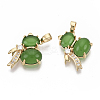 Brass Micro Pave Clear Cubic Zirconia Charms KK-R126-043-NF-1