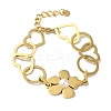 Flower & Heart 304 Stainless Steel Link Chain Bracelets for Women BJEW-I315-13G-1