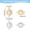 12Pcs 2 Colors 304 Stainless Steel Clear Cubic Zirconia Connector Charms STAS-UN0037-33-4