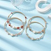 Natural Mixed Stone Round Beaded Cuff Bangle BJEW-JB10113-2