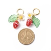 Lampwork Strawberry with Plastic Pearl Flower Dangle Leverback Earring X-EJEW-TA00130-5