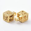 Alphabet Brass Micro Pave Clear Cubic Zirconia Pendants ZIRC-O045-01G-F-3
