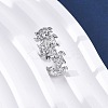 Brass Micro Pave Clear Cubic Zirconia Cuff Rings for Women RJEW-G345-01P-3
