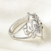 Non-Tarnish 304 Stainless Steel Hollow Out Flower Adjustable Ring RJEW-T027-03P-3