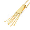 Ion Plating(IP) 304 Stainless Steel Trapezoid with Tassel Pendant Necklace with Box Chains for Women NJEW-B087-06G-2