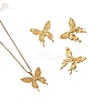 304 Stainless Steel Butterfly Stud Earrings & Pendant Necklaces & Rings Sets for Women WG6482F-06-2