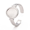 Non-Tarnish 304 Stainless Steel Oval Watch Shape Open Cuff Ring for Women RJEW-C025-04P-1