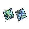 304 Stainless Steel Pave Natural Paua Shell Stud Earring Findings STAS-Z125-05P-2