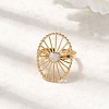 Hollow Oval with Heart 304 Stainless Steel Open Cuff Rings for Women RJEW-A091-17G-2