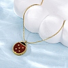 304 Stainless Steel Dark Red Enamel Ladybug Pendant Boston Link Chain Necklaces for Women NJEW-U032-07G-02-3