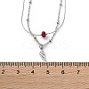 304 Stainless Steel & Dyed Natural White Jade Feather Pendant Double Layer Necklaces for Women NJEW-A045-20P-5
