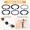 3 Sets 3 Style Natural & Synthetic Mixed Gemstone & Glass Round Beaded Stretch Bracelet Sets BJEW-FI0001-39-4