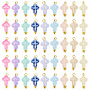 90Pcs 9 Colors Cross Transparent Spray Paint Glass Pendants PALLOY-TAC0169-1