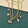 Brass Micro Pave Cubic Zirconia Multi-strand Charm Bracelets BJEW-U020-15G-1