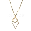 Brass Round with Rhombus Pendant Necklace NJEW-JN04698-2