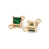 Brass Pave Glass Rhombus Links Connector Charms GLAA-Q088-001F-2