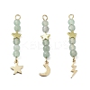 3Pcs 3 Styles Natural Green Aventurine Faceted Round Beaded Pendants PALLOY-JF03604-02-2