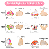 24Pcs 6 Styles Animal Flower Alloy Enamel Pendants ENAM-YW0005-47-3