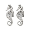Sea Horse Brass Micro Pave Cubic Zirconia Ear Studs EJEW-D304-38P-2