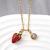 304 Stainless Steel Red Enamel Pendant Necklaces for Women NJEW-U043-02B-G-1