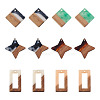 Cheriswelry 12Pcs 6 Styles Transparent Resin & Walnut Wood Pendants RESI-CW0001-14-10