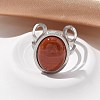 Oval Natural Red Jasper Finger Rings RJEW-M062-02P-14-4