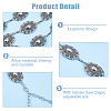 1pc Tibetan Style Alloy Flower Links Chains Belts for Women AJEW-HS0001-08-4