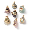 Electroplated Raw Natural Mixed Gemstone Pendants G-Z102-01G-1