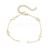 Brass Pave Clear Cubic Zirconia Flat Round Cross Bracelet Making AJEW-JB01356-1