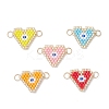 Glass Seed Beaded Evil Eye Heart Links Connector Charms PALLOY-MZ01048-1