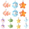 24Pcs 7 Styles Marine Organism Resin Pendants RESI-FS0002-05-1