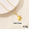 Vintage Stainless Steel Sun Pendant Lock Collarbone Chain Necklace for Women KO0043-8-1