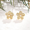 Flower Brass Micro Pave Clear Cubic Zirconia Stud Earrings EJEW-H162-03G-2