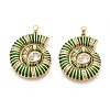 Brass Micro Pave Clear Cubic Zirconia Enamel Pendants KK-T071-28G-03-1