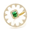 Rack Plating Brass Micro Pave Cubic Zirconia and Glass Open Cuff Rings for Women RJEW-M022-15G-2