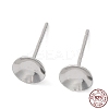 Rhodium Plated 925 Sterling Silver Stud Earring Findings STER-E068-02D-P-1