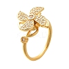 Flower Rotatable Finger Ring for Women RJEW-U035-01G-07-4