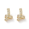 knot Brass Micro Pave Clear Cubic Zirconia Stud Earrings EJEW-F895-16G-4