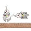 Ring & Feather Alloy & Glass Chandelier Earrings EJEW-G426-01AS-5
