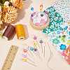 50Pcs 10 Colors Handmade Polymer Clay Flower Iron Head Pins DIY-AB00042-4